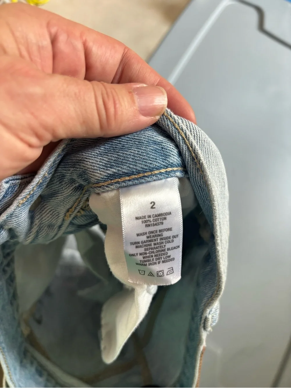 Aeropostale Light Blue Ripped High-Rise Denim Shorts